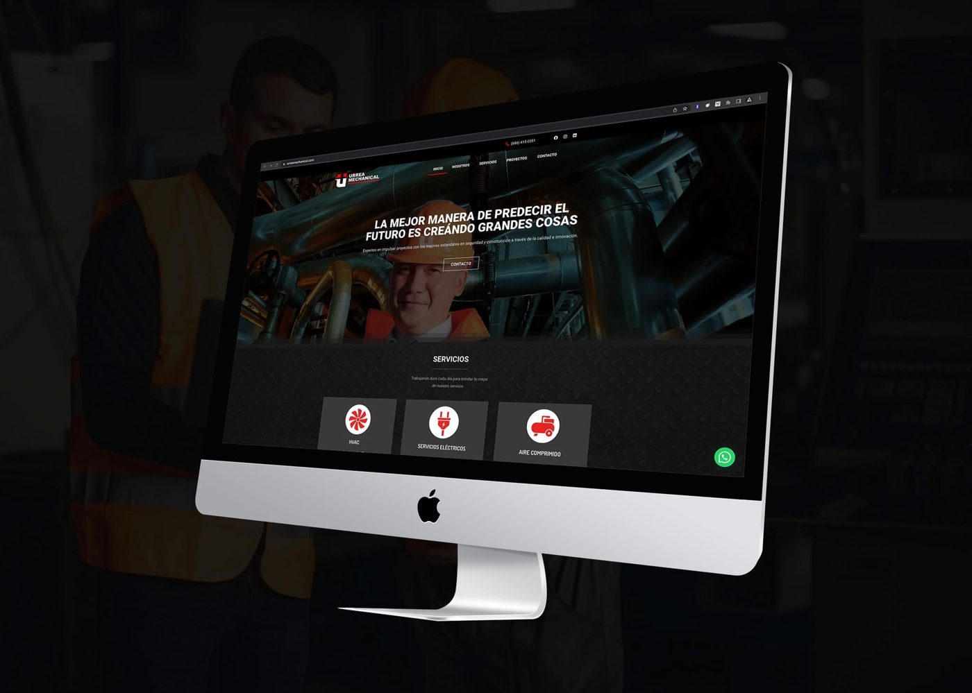 Sitio web de Urrea Mechanical en un iMac
